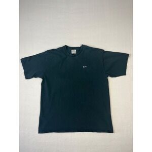 Vintage Nike T Shirt Mens XL Black Y2K Small Embroidered Swoosh Crew Neck